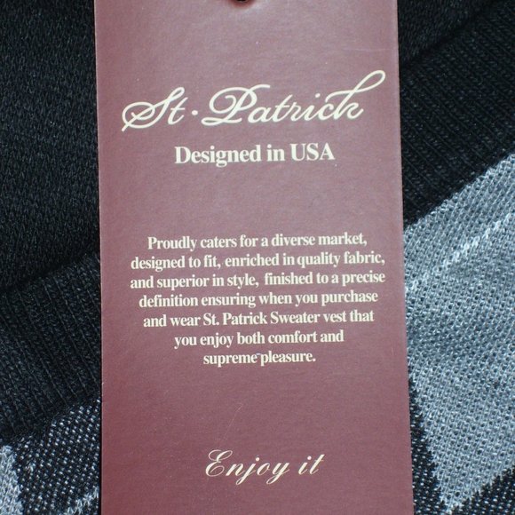 6X St. Patrick V-Neck Black Argyle Sweater Vest 6XL - Picture 6 of 6